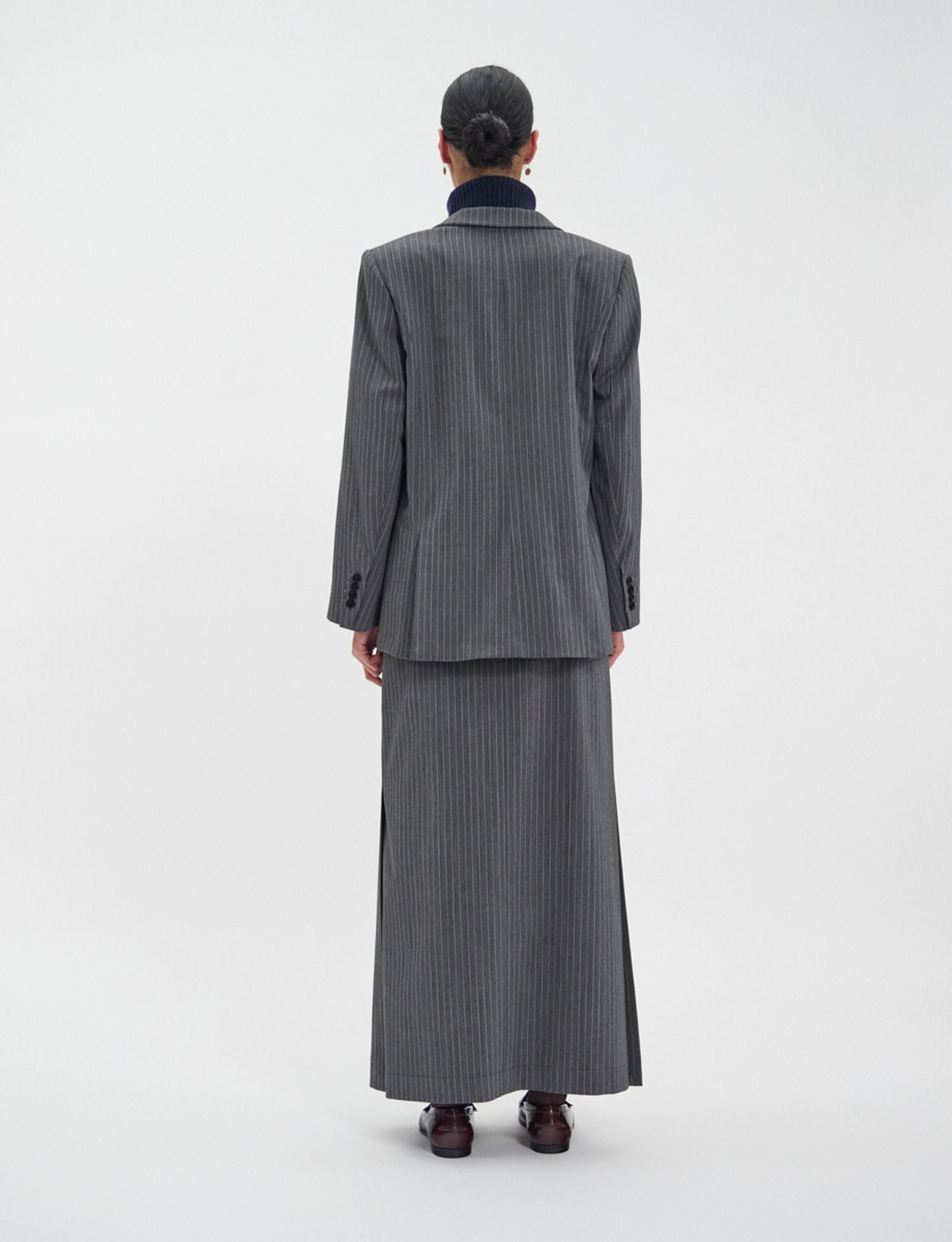 Grey Bruna jacket with white stripes