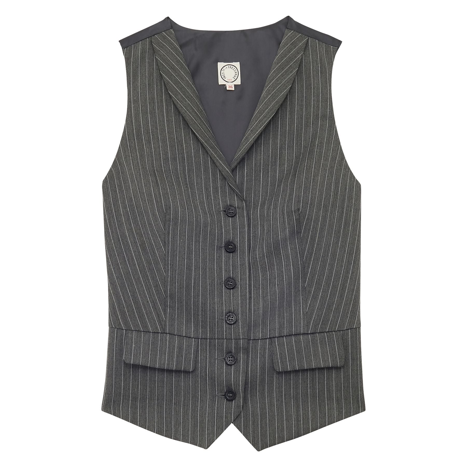 Grey Robinson waistcoat with white stripes