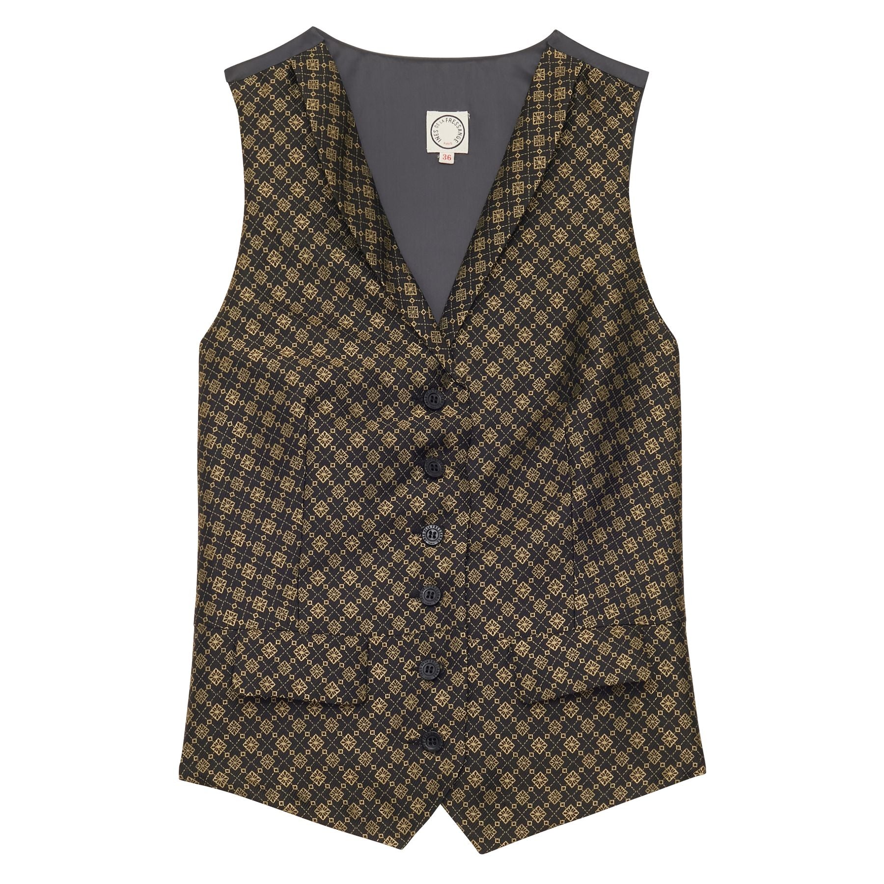Robinson waistcoat in black and gold jacquard weave