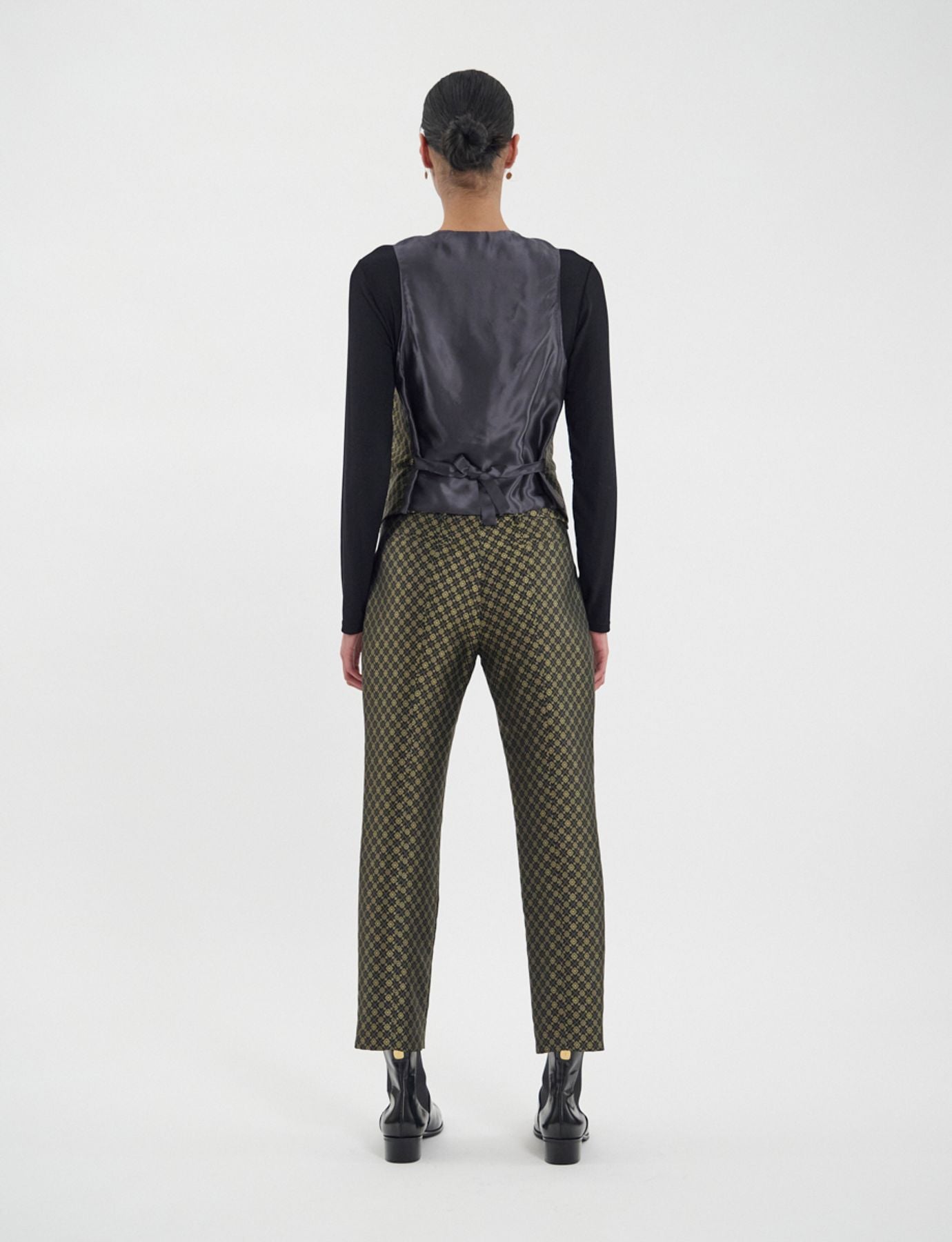 Robinson waistcoat in black and gold jacquard weave
