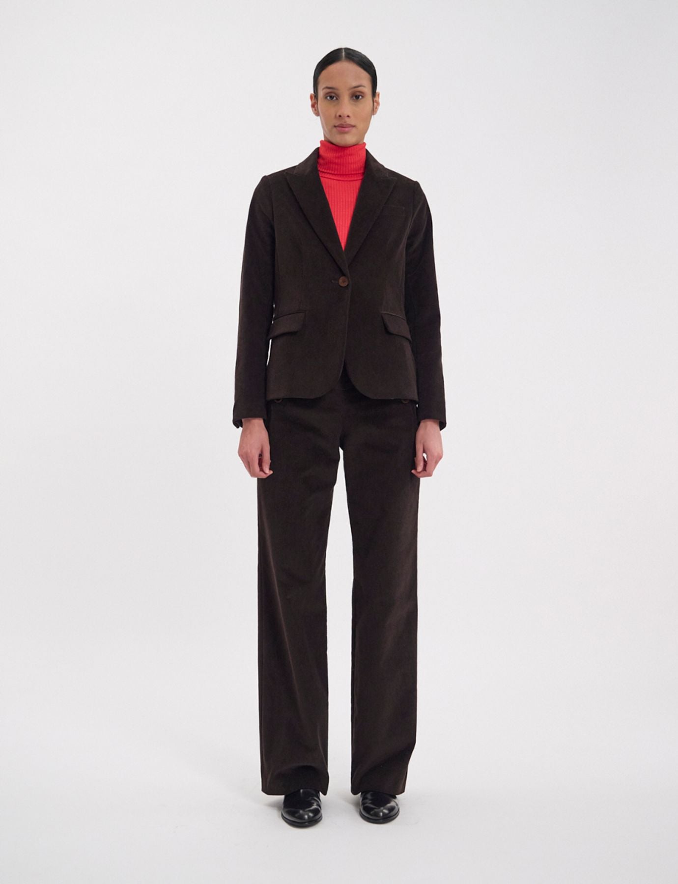 Nicoletta jacket in brown milleraies velvet