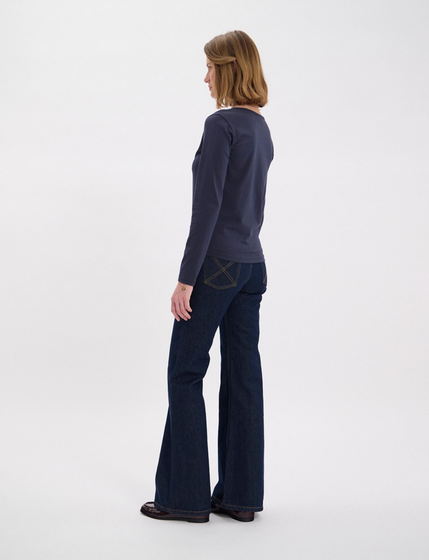 Cindy navy long-sleeved T-shirt