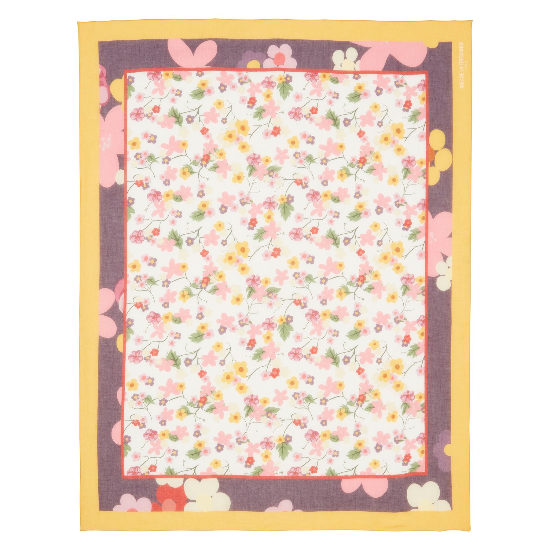 Pareo Flore en seda mixta con flores amarillas