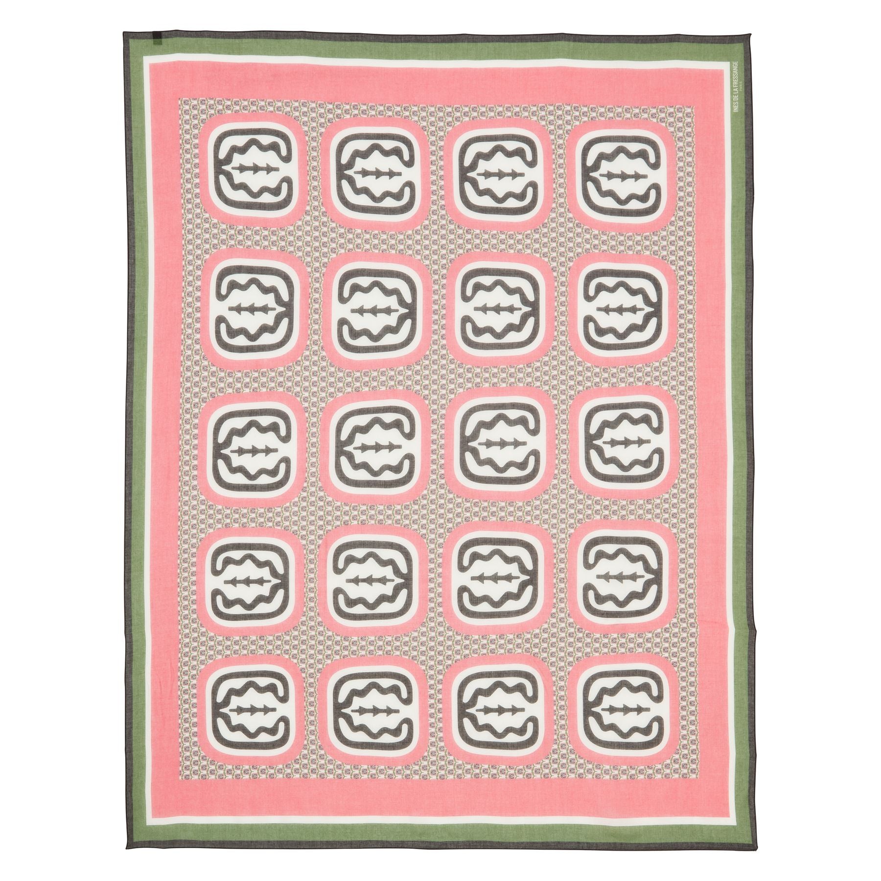 Pareo Flore in pink silk blend with oak leaf motif