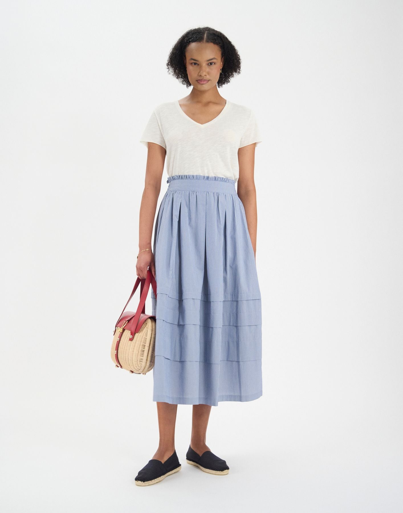 Héloïse long skirt in blue cotton