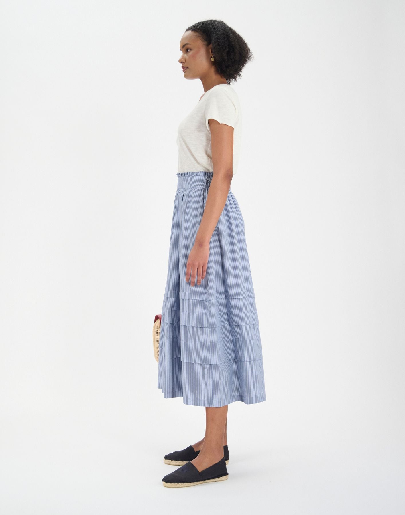 Héloïse long skirt in blue cotton