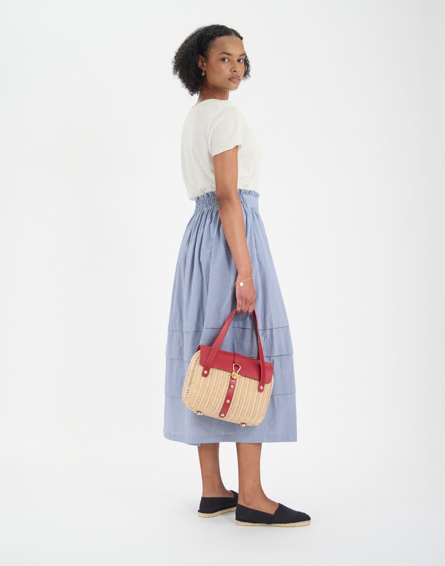 Héloïse long skirt in blue cotton