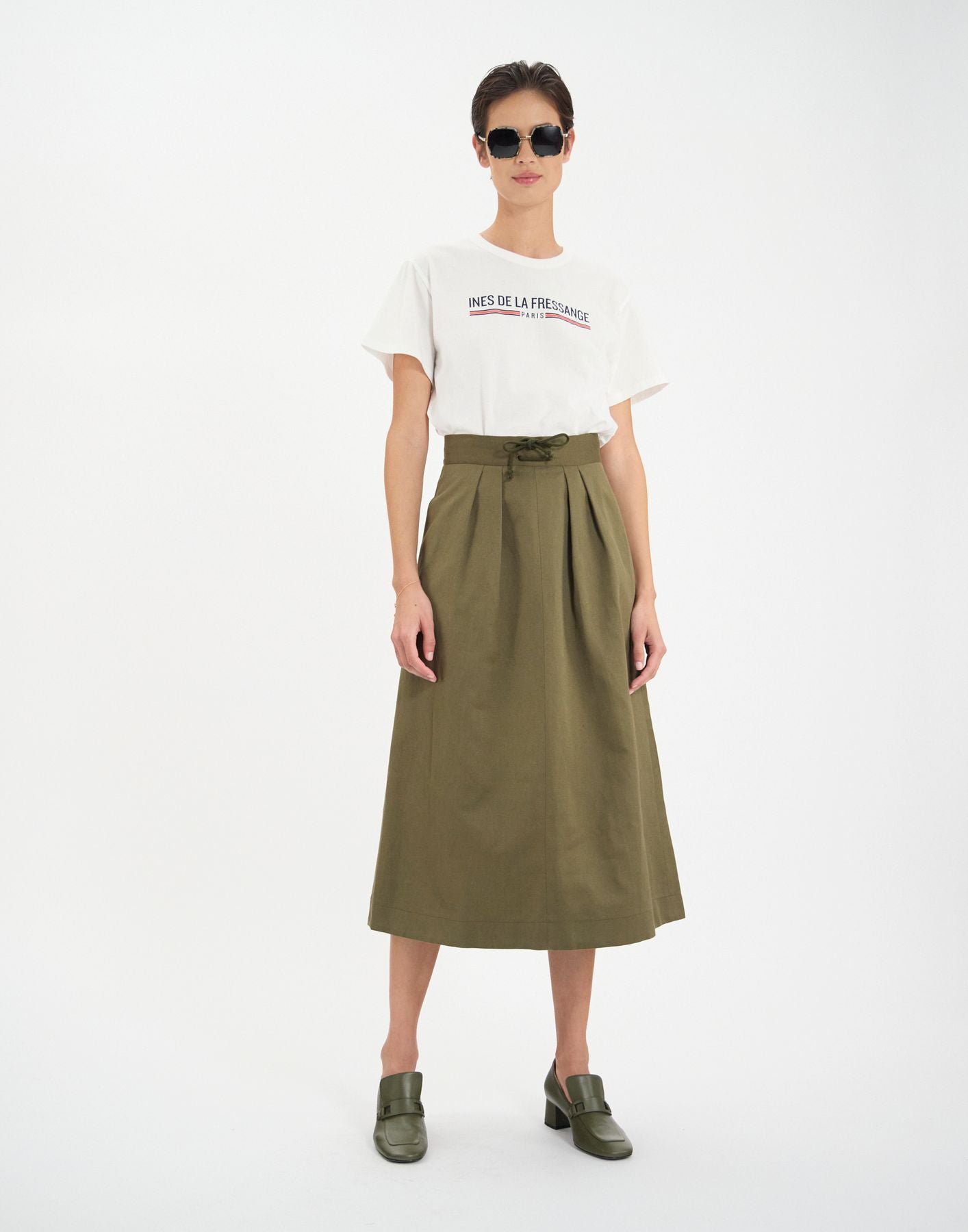 Pleated skirt Maud khaki