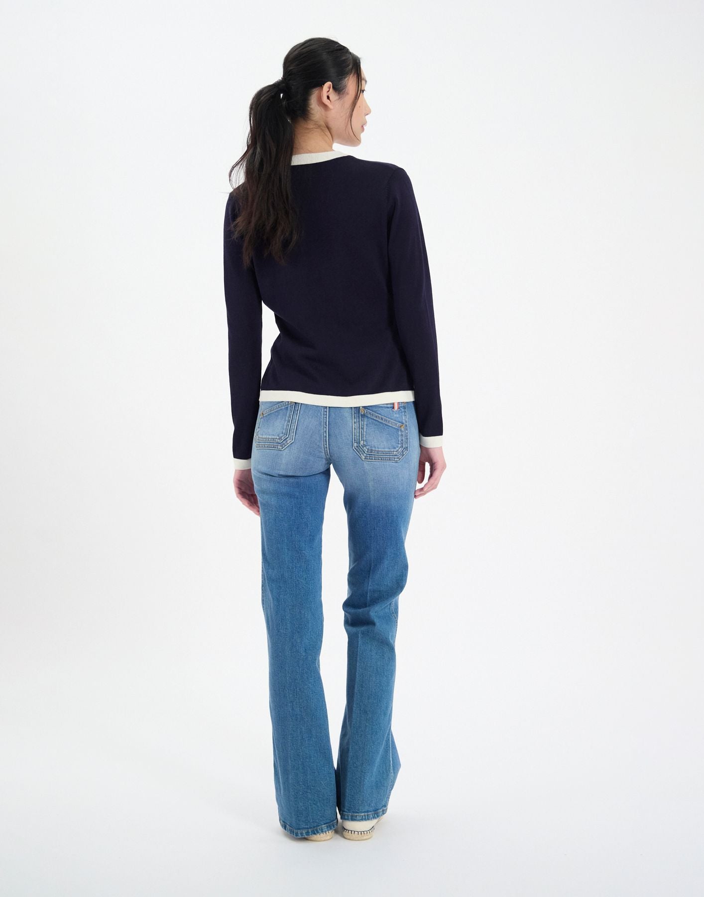 Corentin cardigan in navy silk and cotton