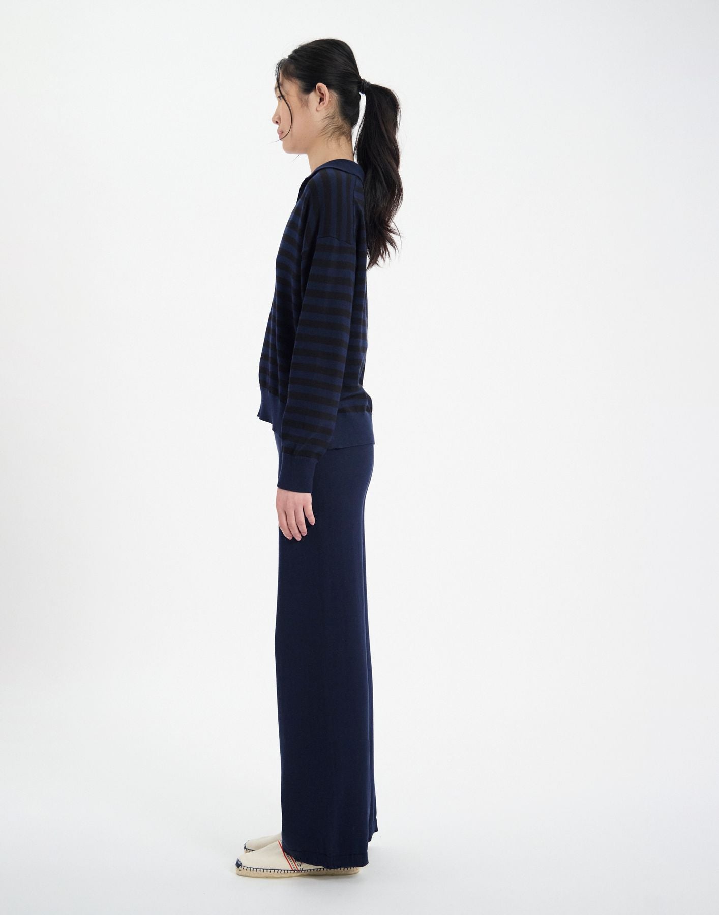 Teo navy cotton striped jumper