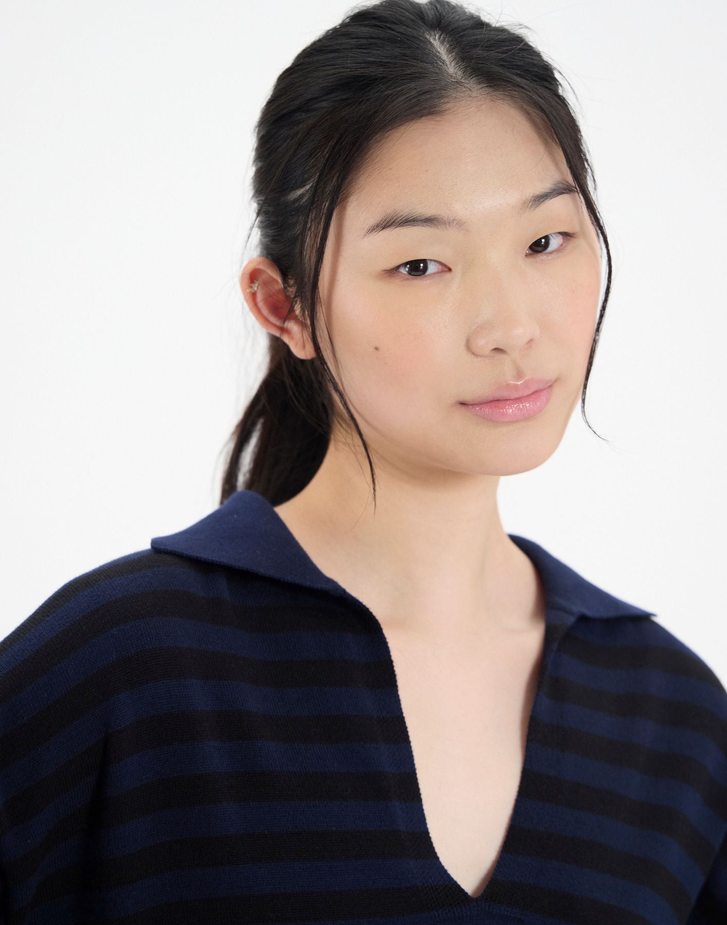 Teo navy cotton striped jumper