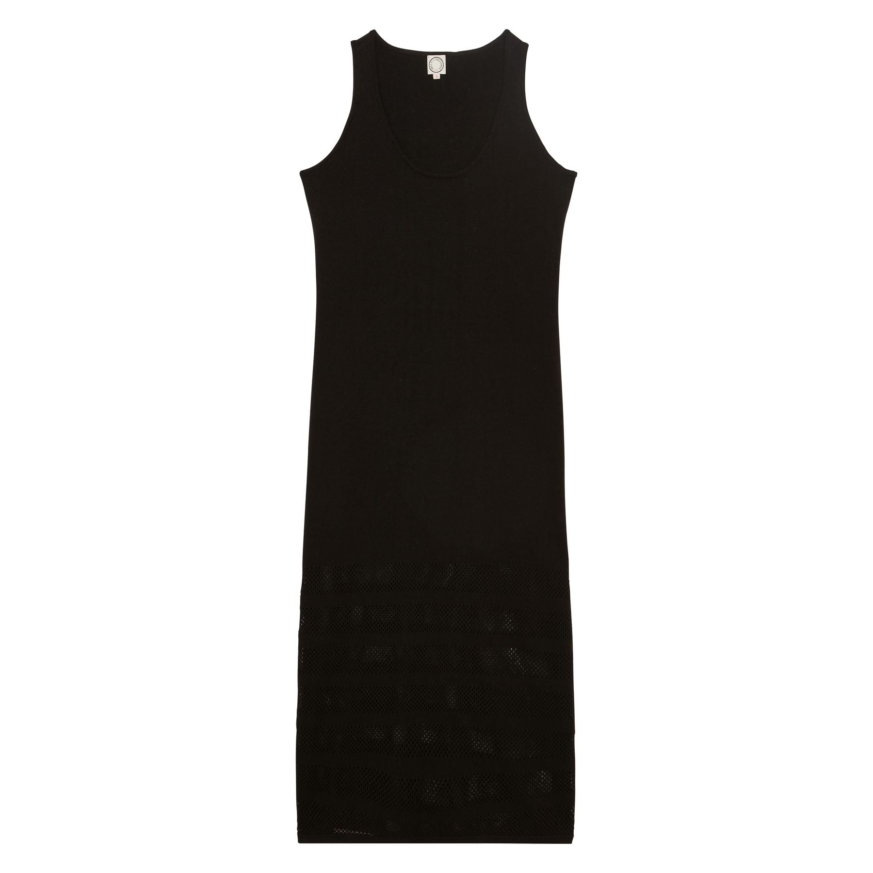 Casilda dress in black linen with stripes