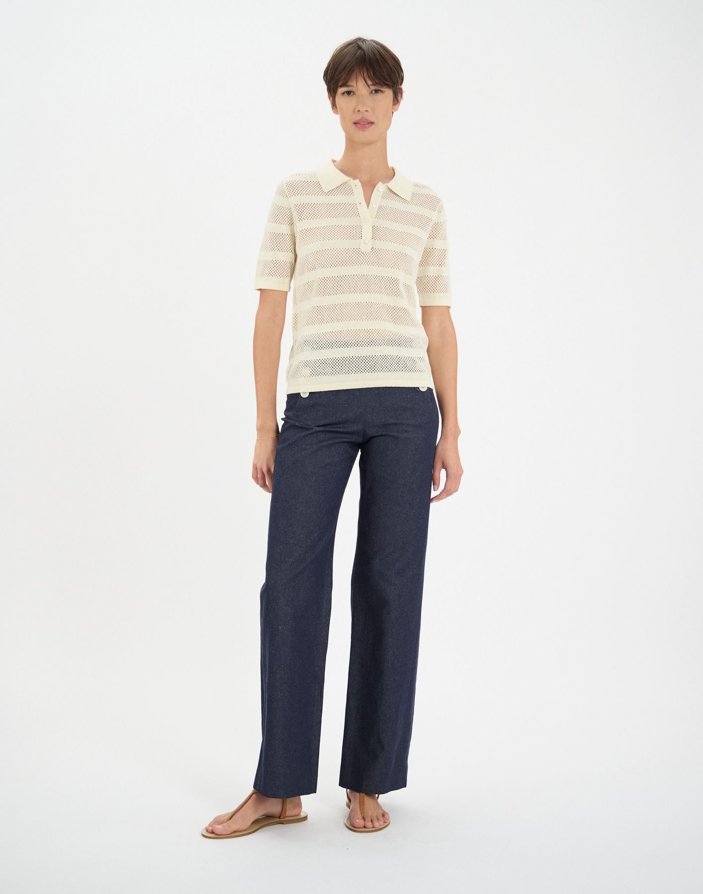 Simon top in ecru linen