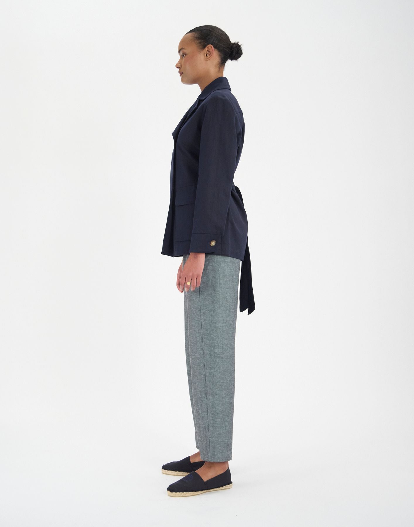 Manteau Romaric en lin et coton marine