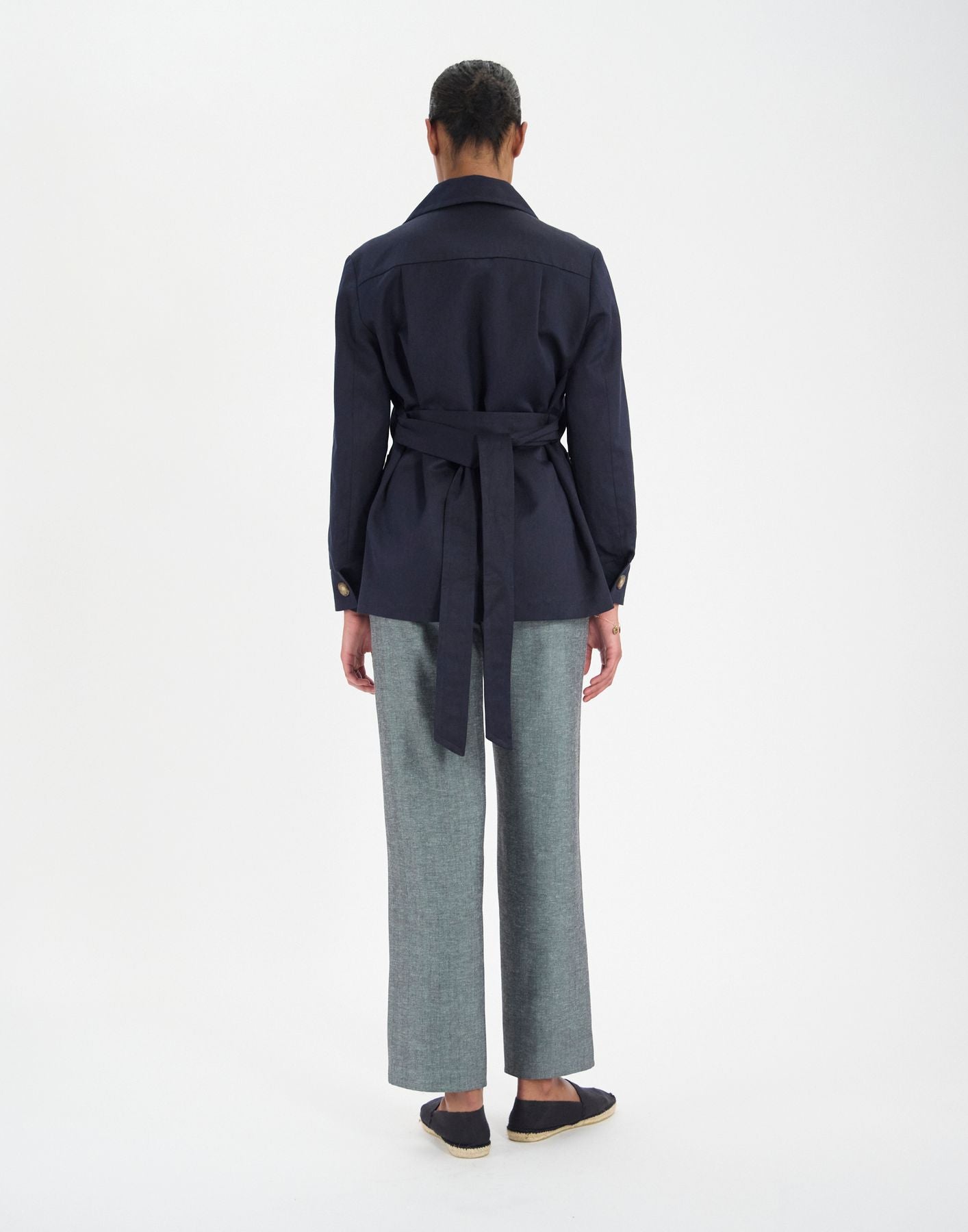 Manteau Romaric en lin et coton marine