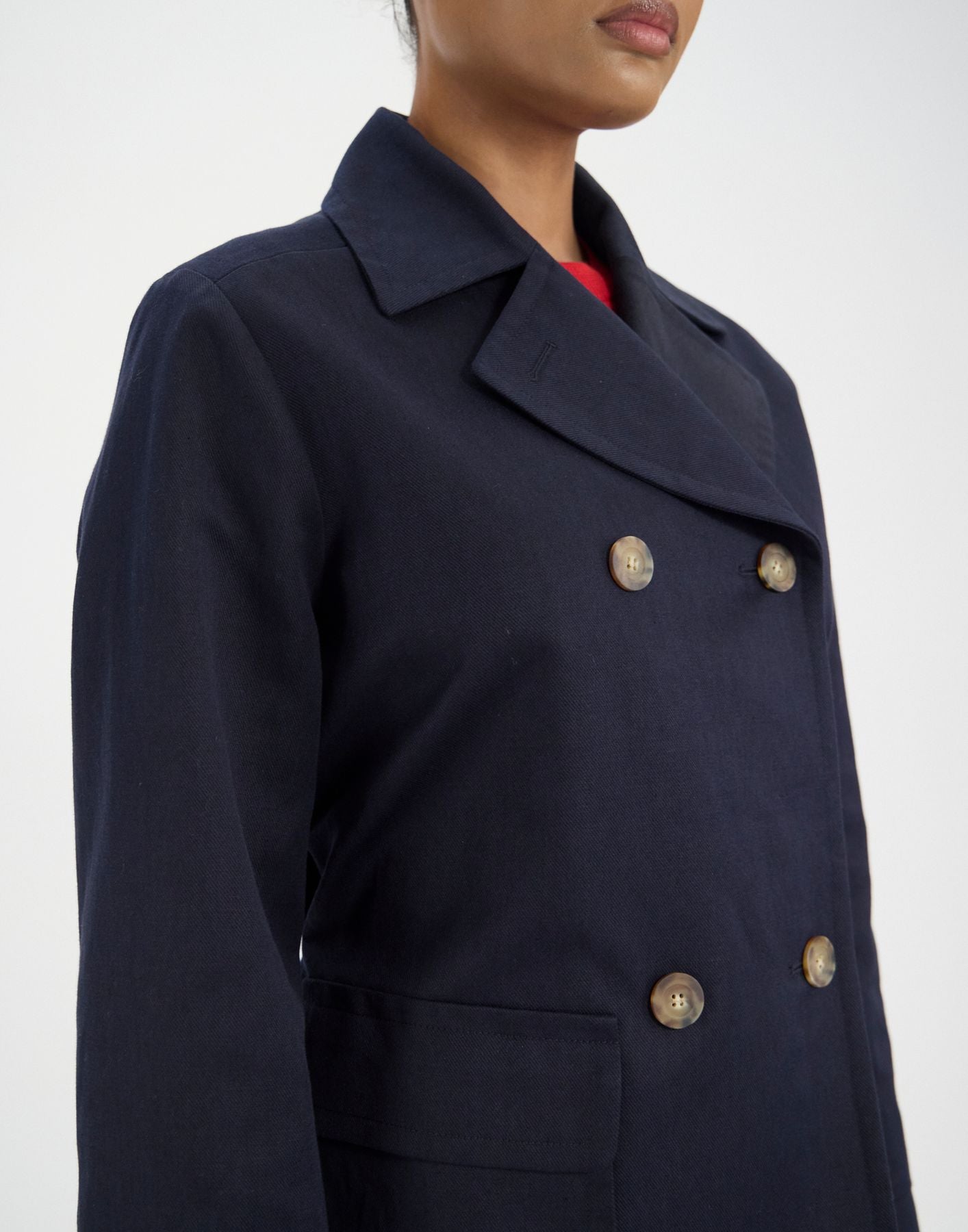 Manteau Romaric en lin et coton marine
