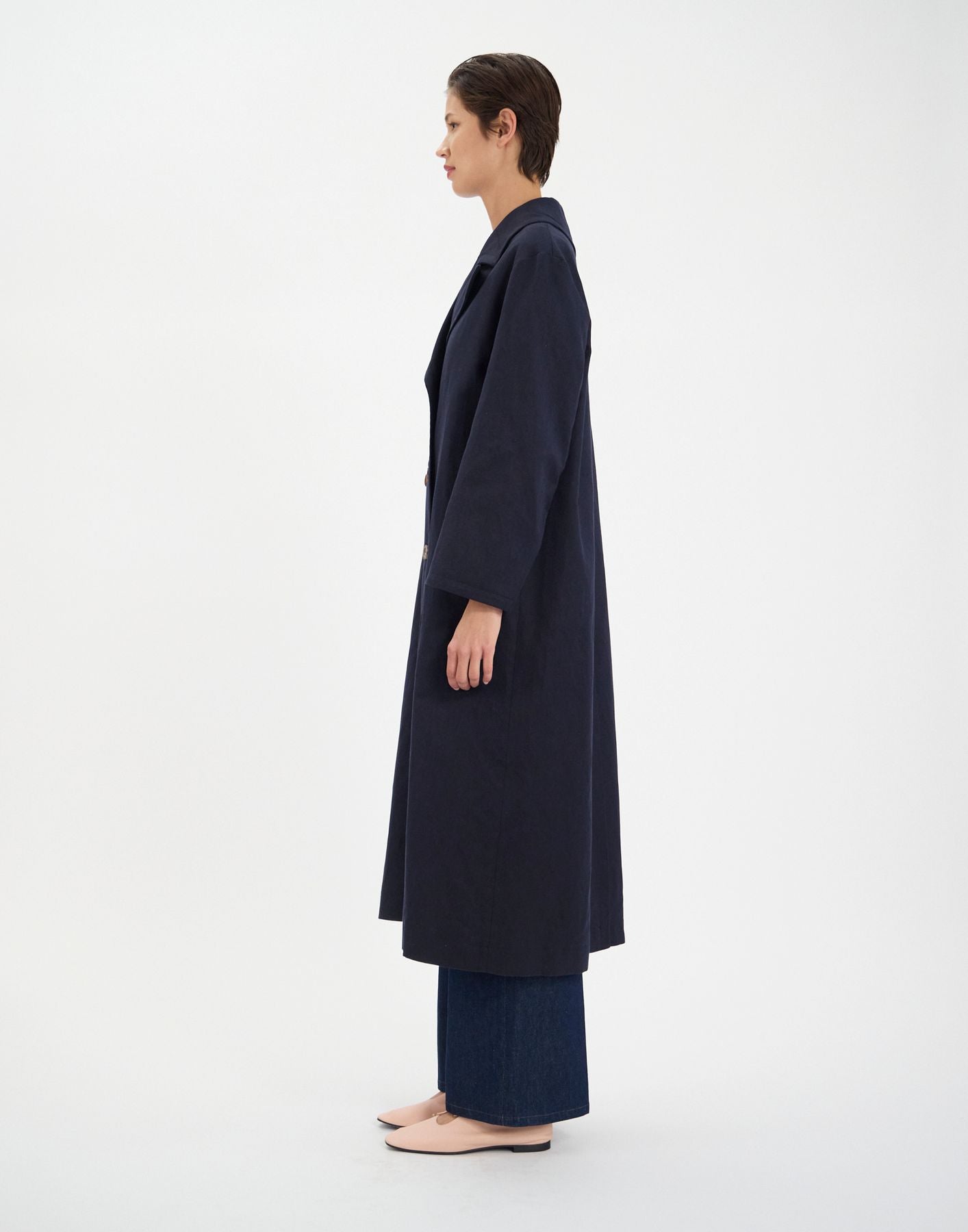 Manteau Denise en lin et coton  marine