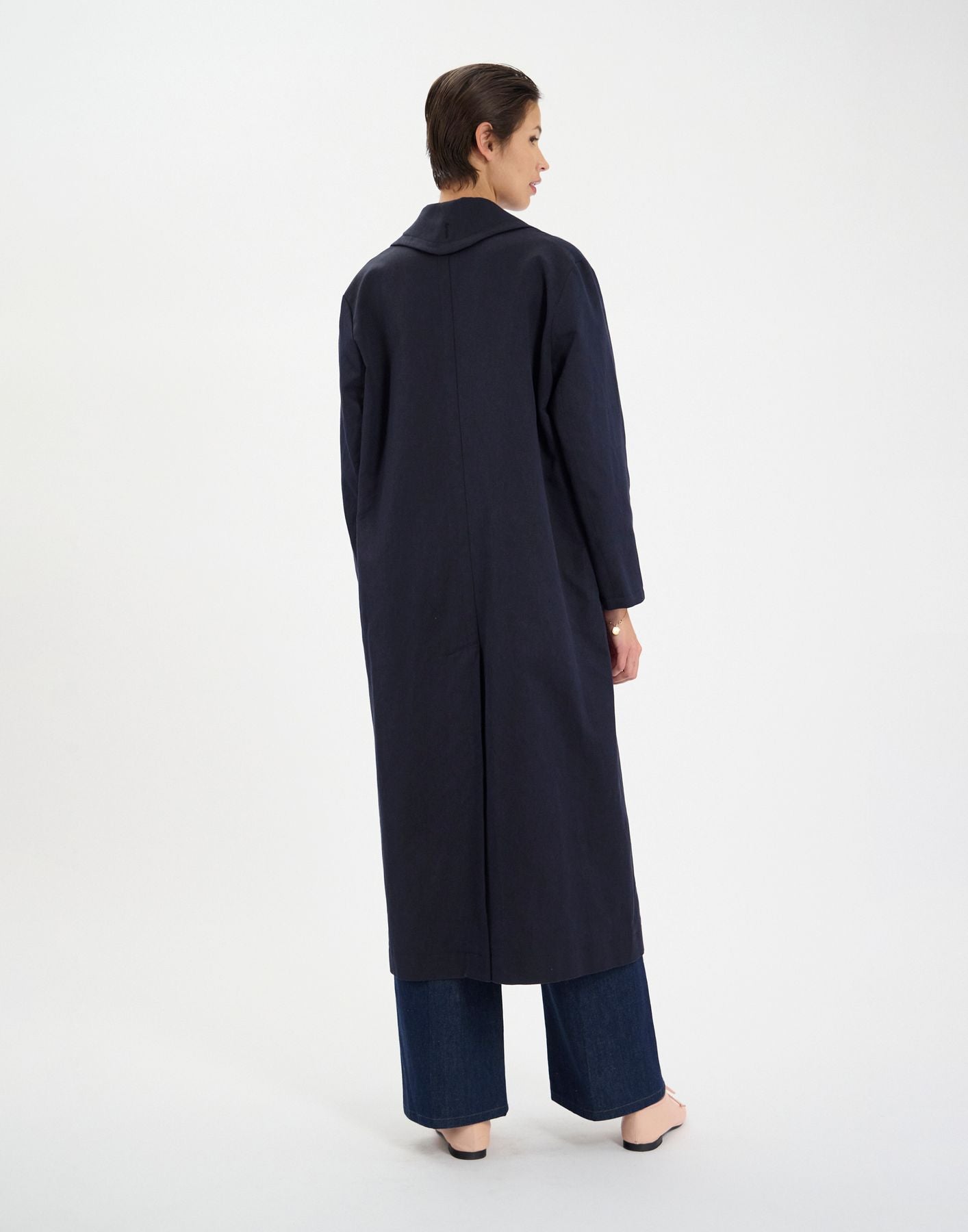 Manteau Denise en lin et coton  marine