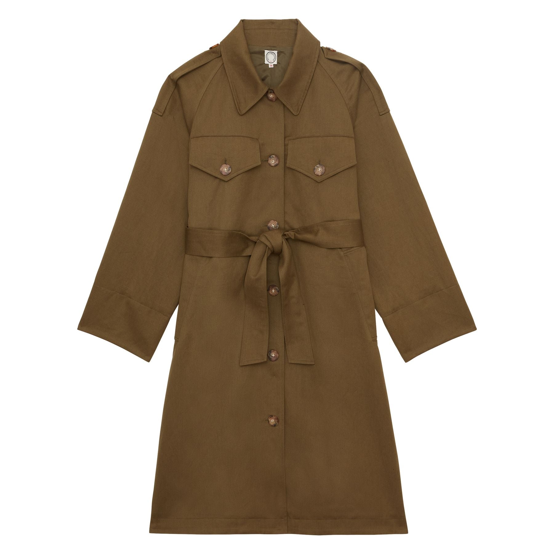 Vera trench coat in khaki cotton and linen