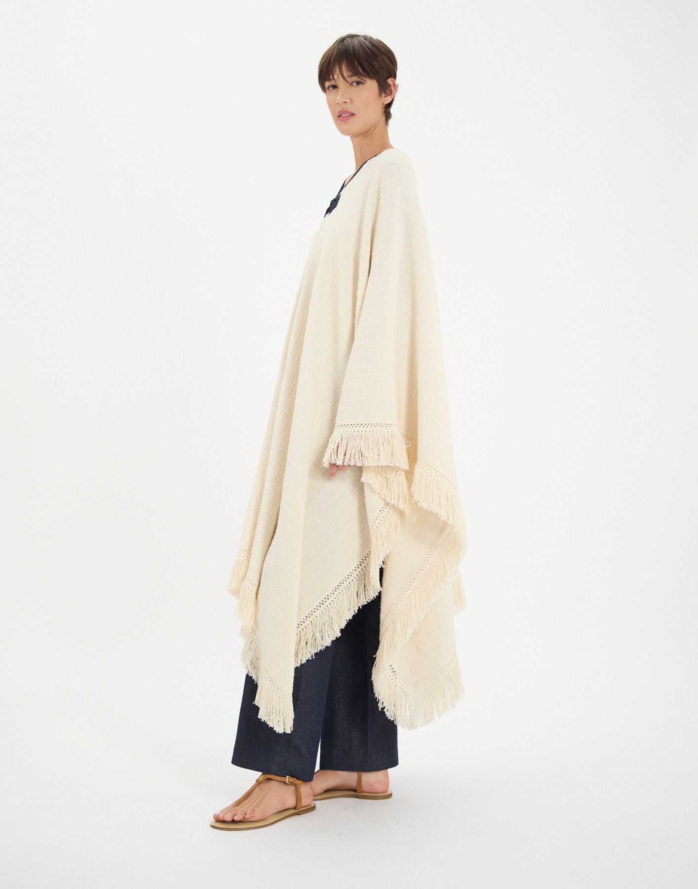 Poncho Gonzalo aus ungebleichter Baumwolle