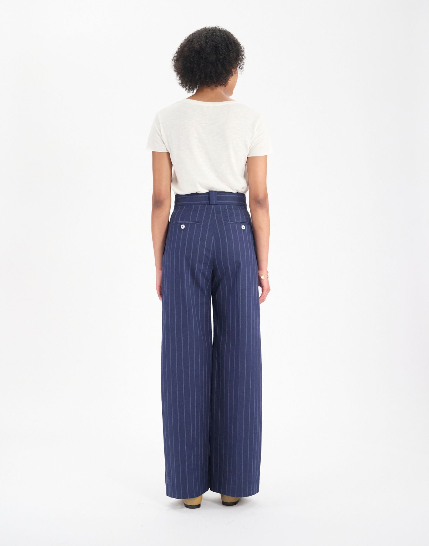 Marlène trousers in navy linen blend
