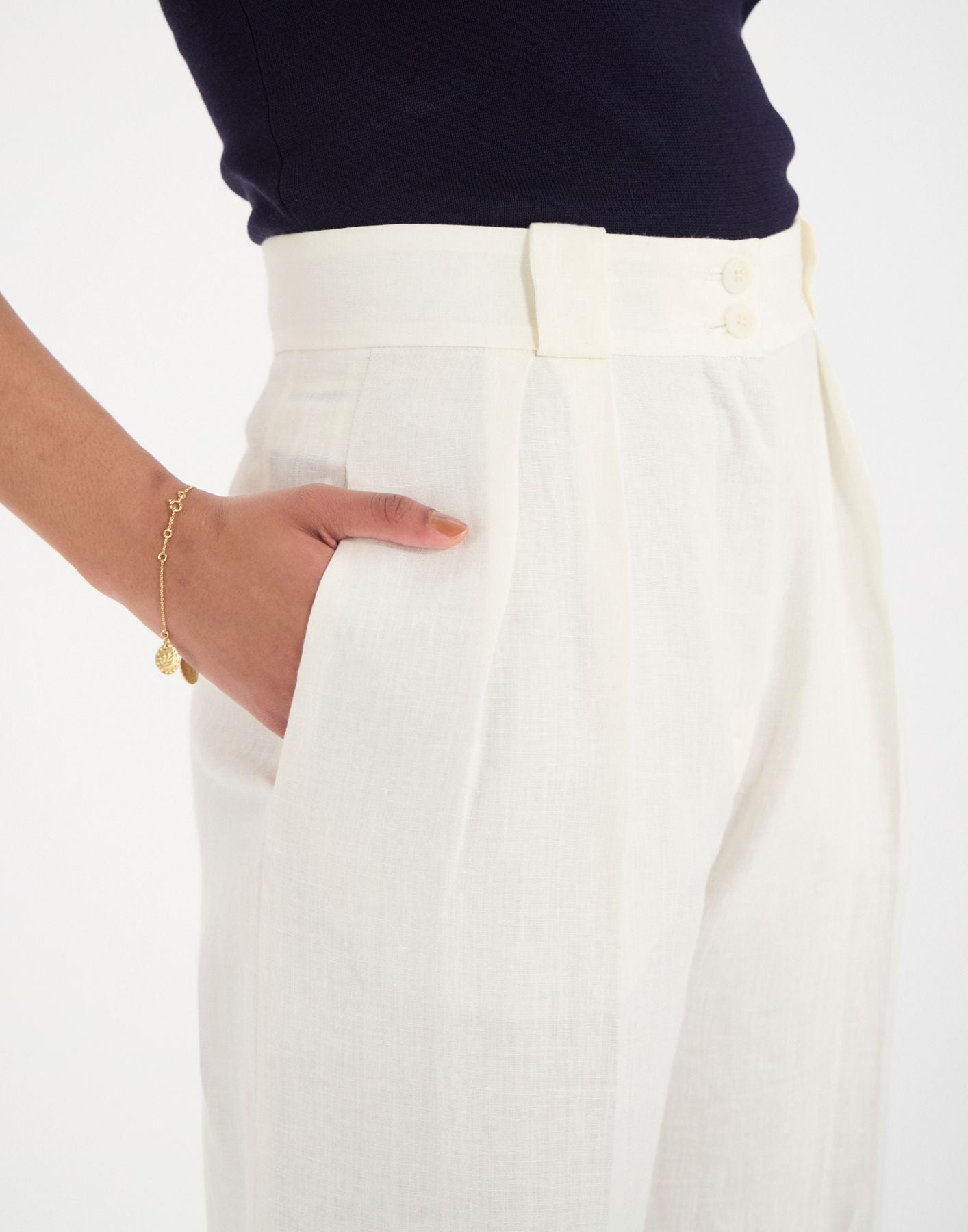 Marlène trousers in white linen