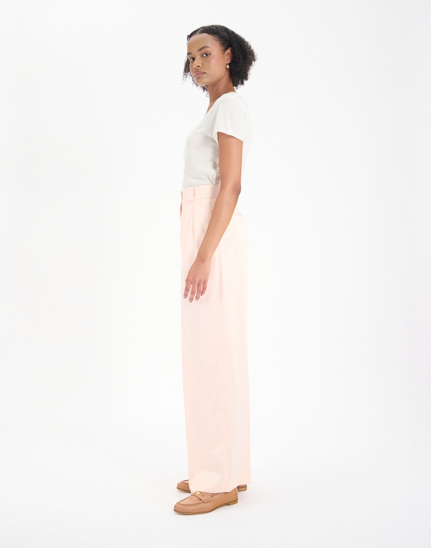Marlène trousers in pale pink linen blend
