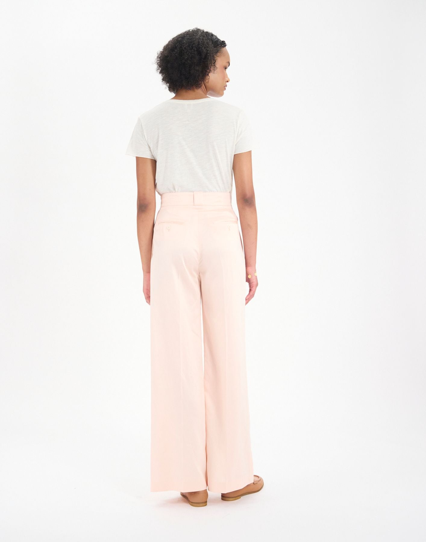 Marlène trousers in pale pink linen blend