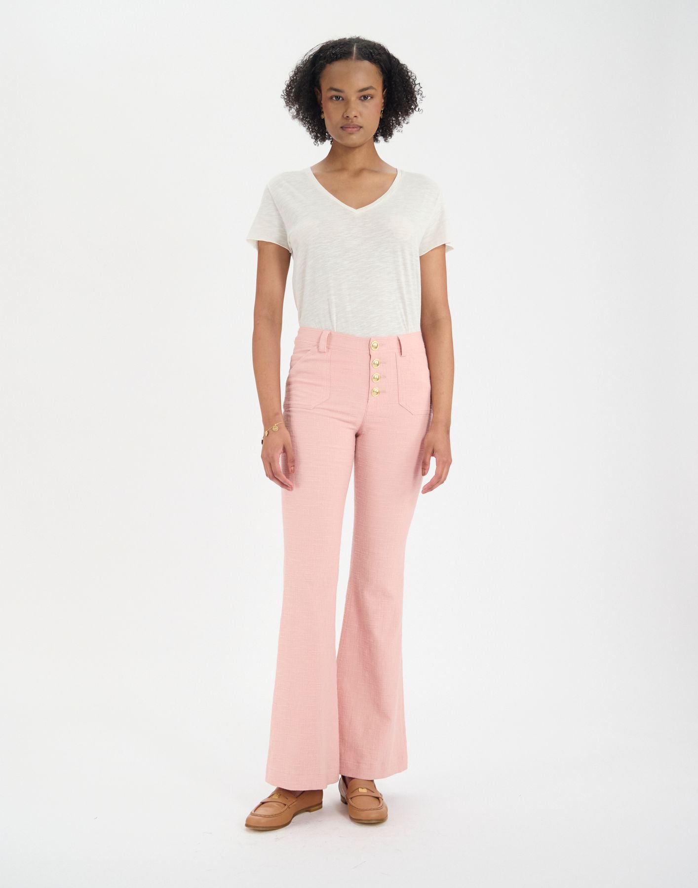 Pantalon Charlotte en coton rose