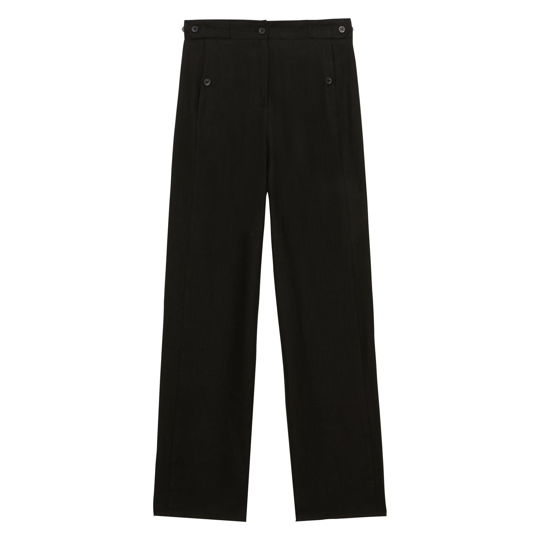 Piotr black linen trousers with darts