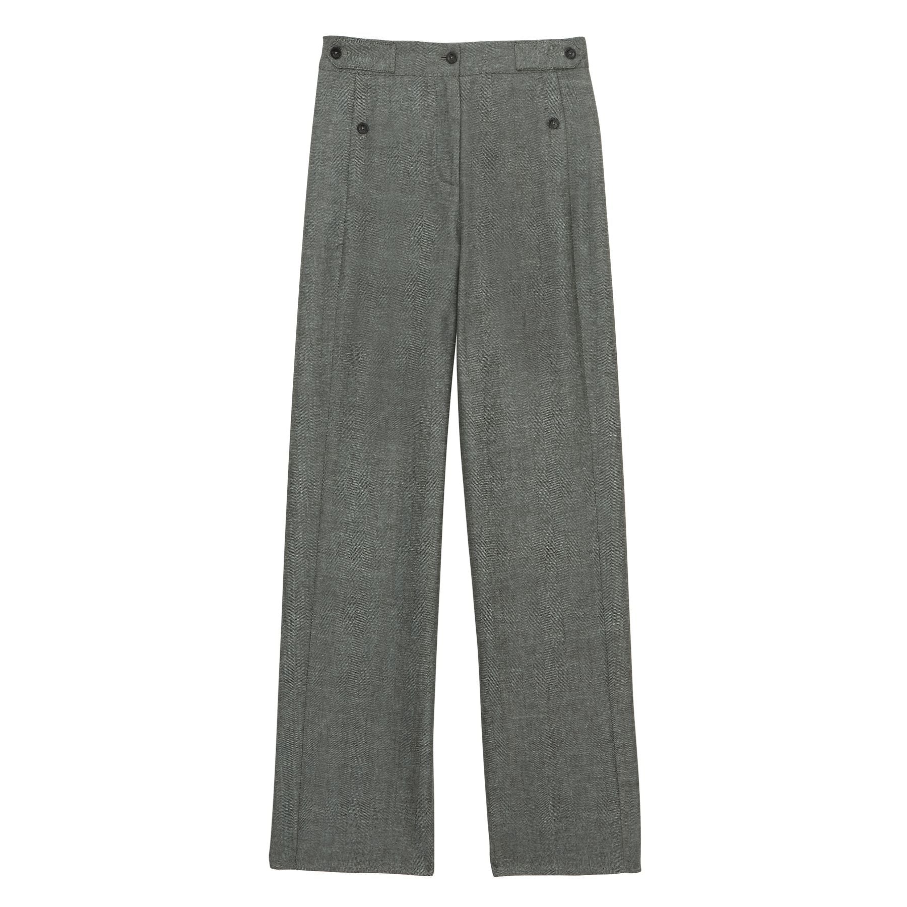 Piotr grey linen blend trousers with darts