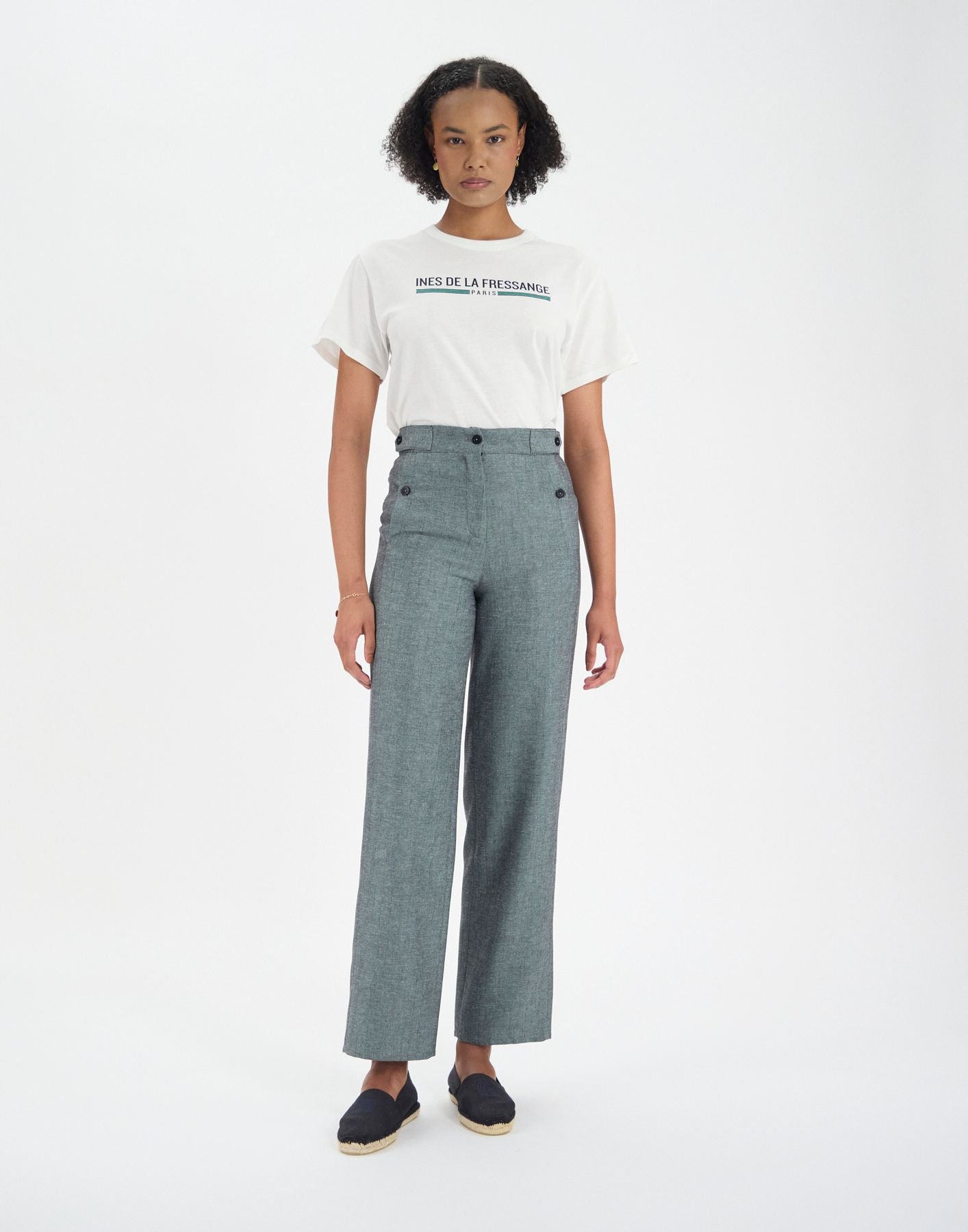 Piotr grey linen blend trousers with darts
