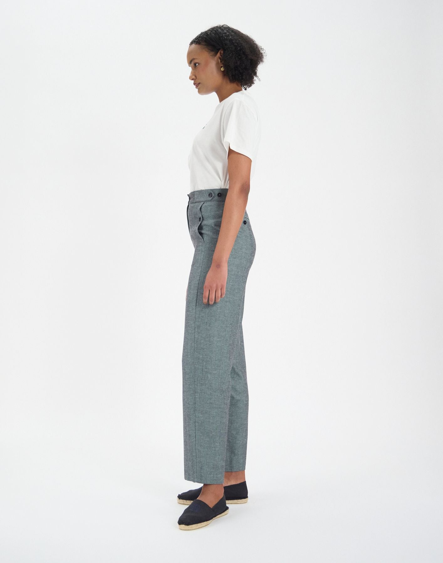 Piotr grey linen blend trousers with darts