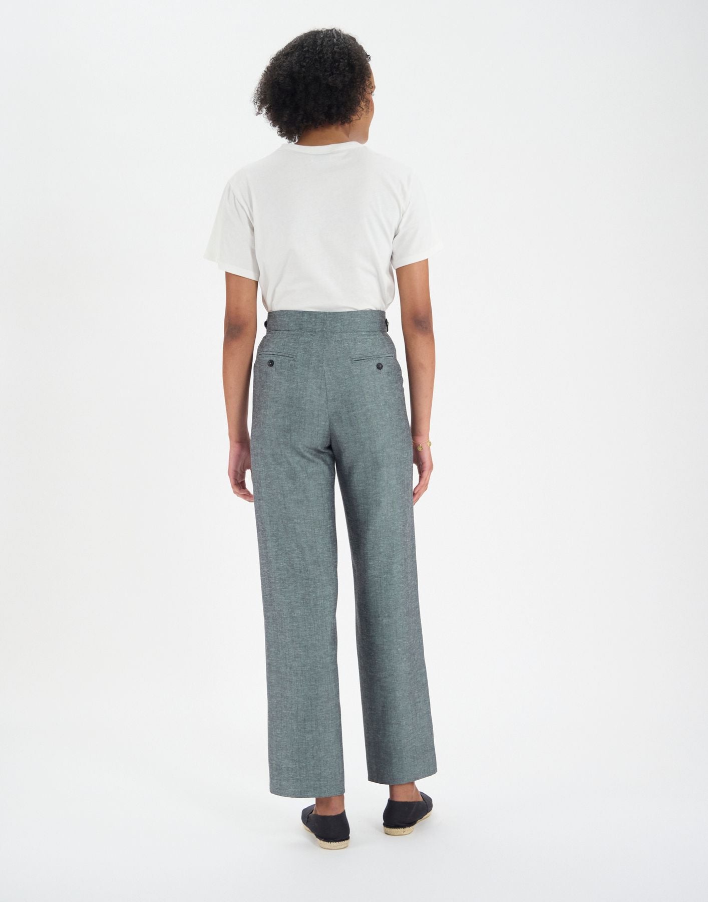 Piotr grey linen blend trousers with darts