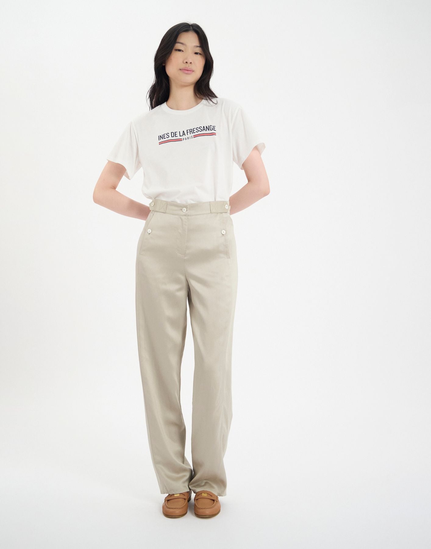 Piotr darts trousers in gold linen blend