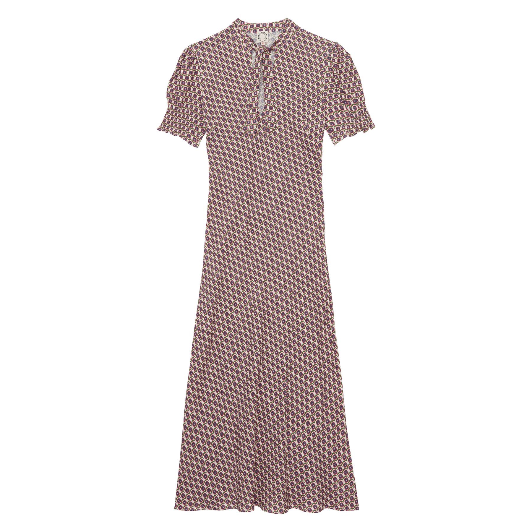 Cherry dress with oak leaf pattern