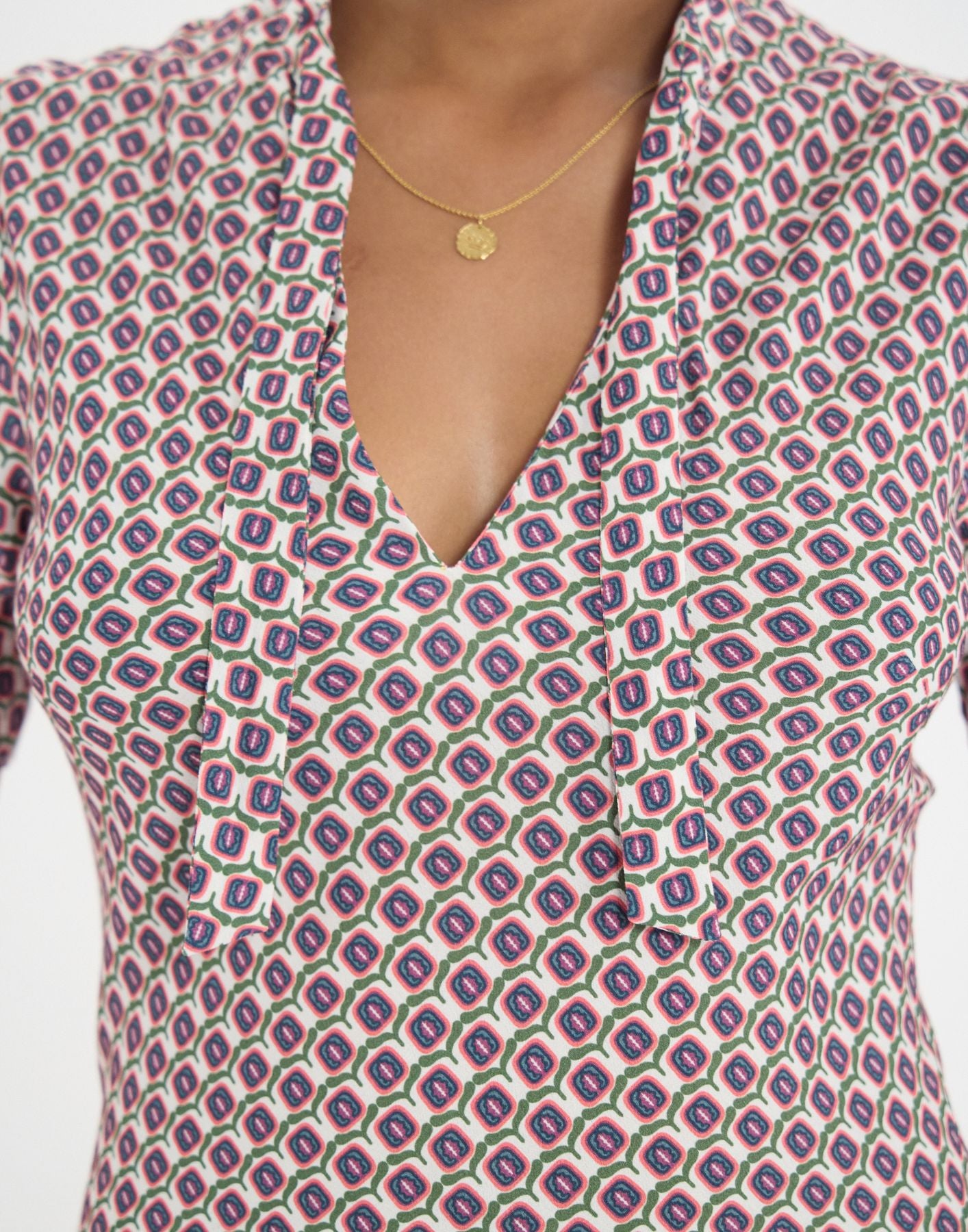 Cherry dress with oak leaf pattern