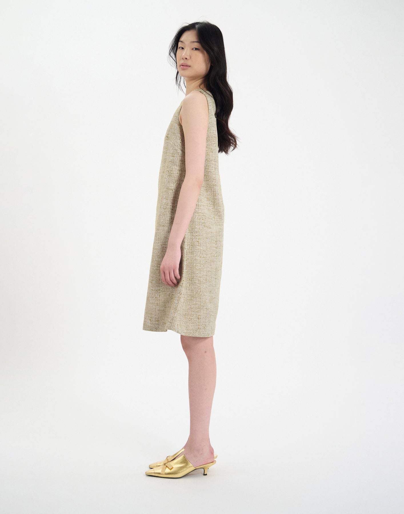 Robe Madeleine en coton mélangé dorée