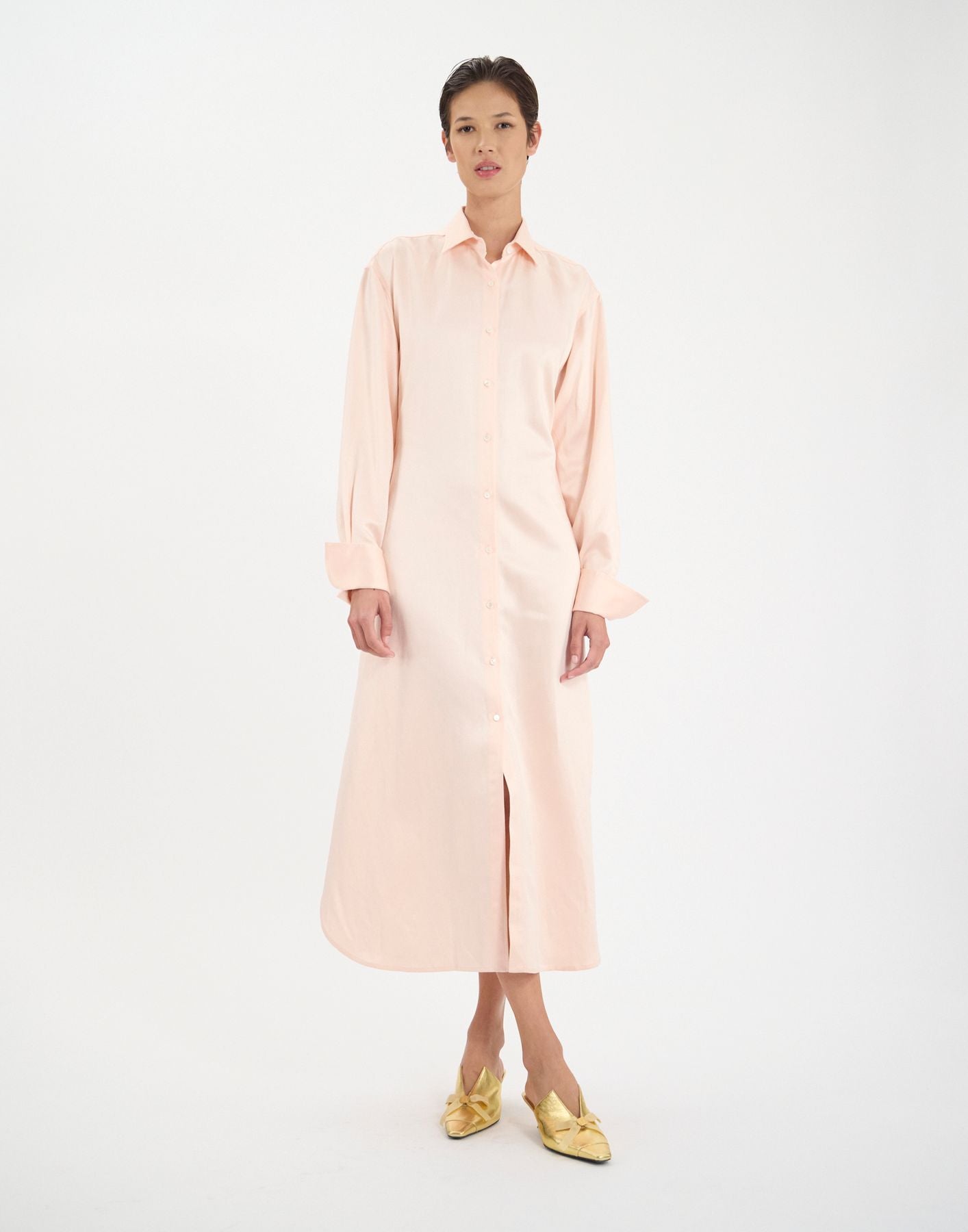 Douglas dress in pale pink linen and viscose