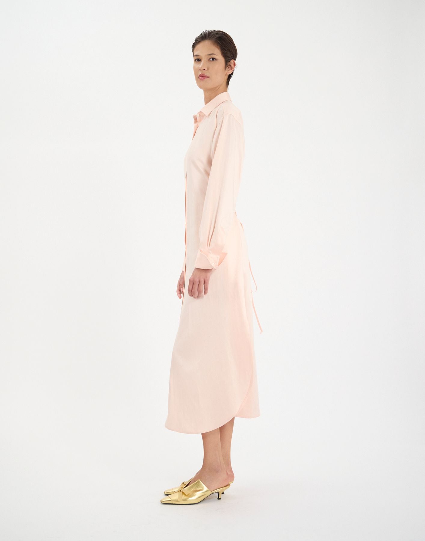 Douglas dress in pale pink linen and viscose