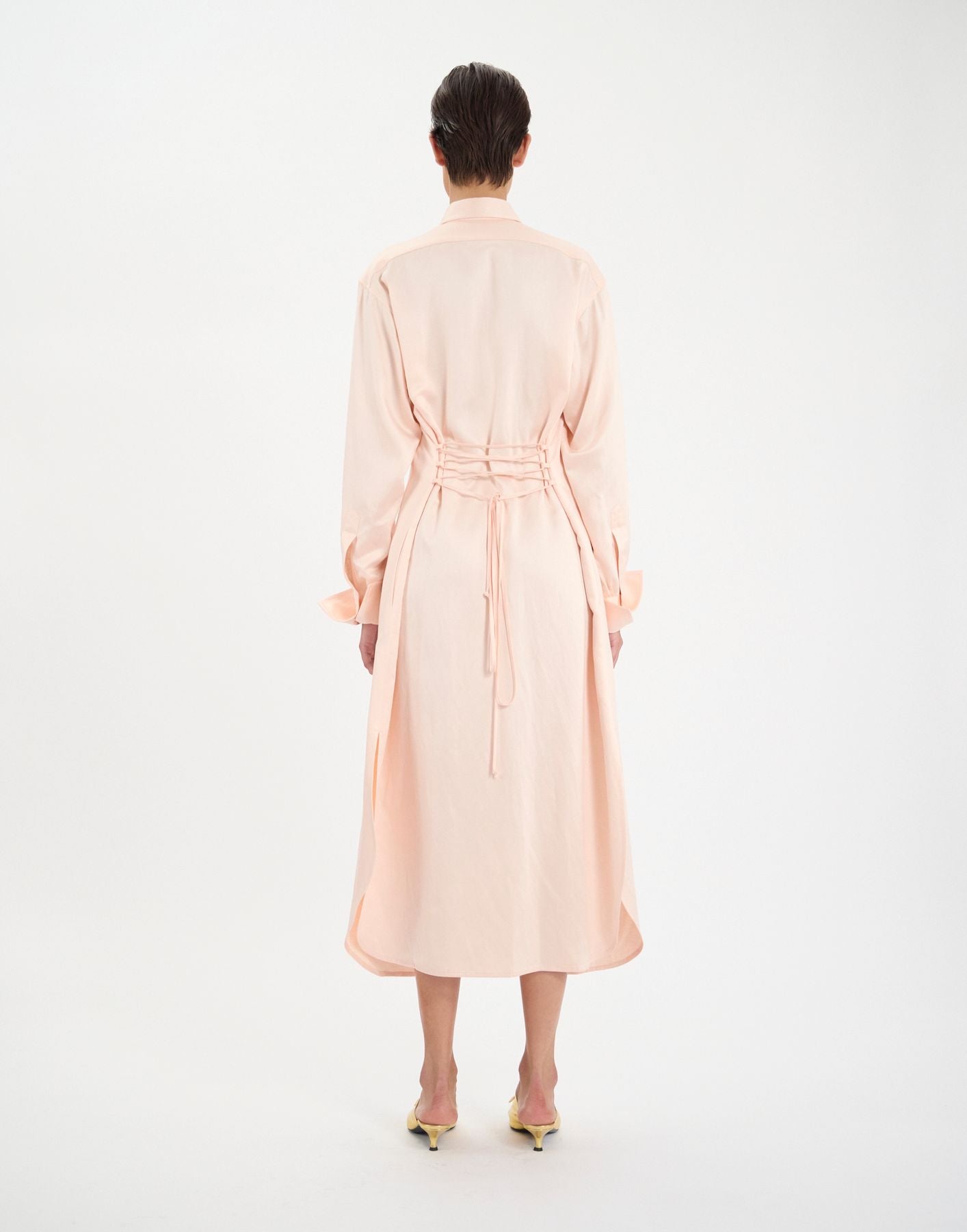 Douglas dress in pale pink linen and viscose