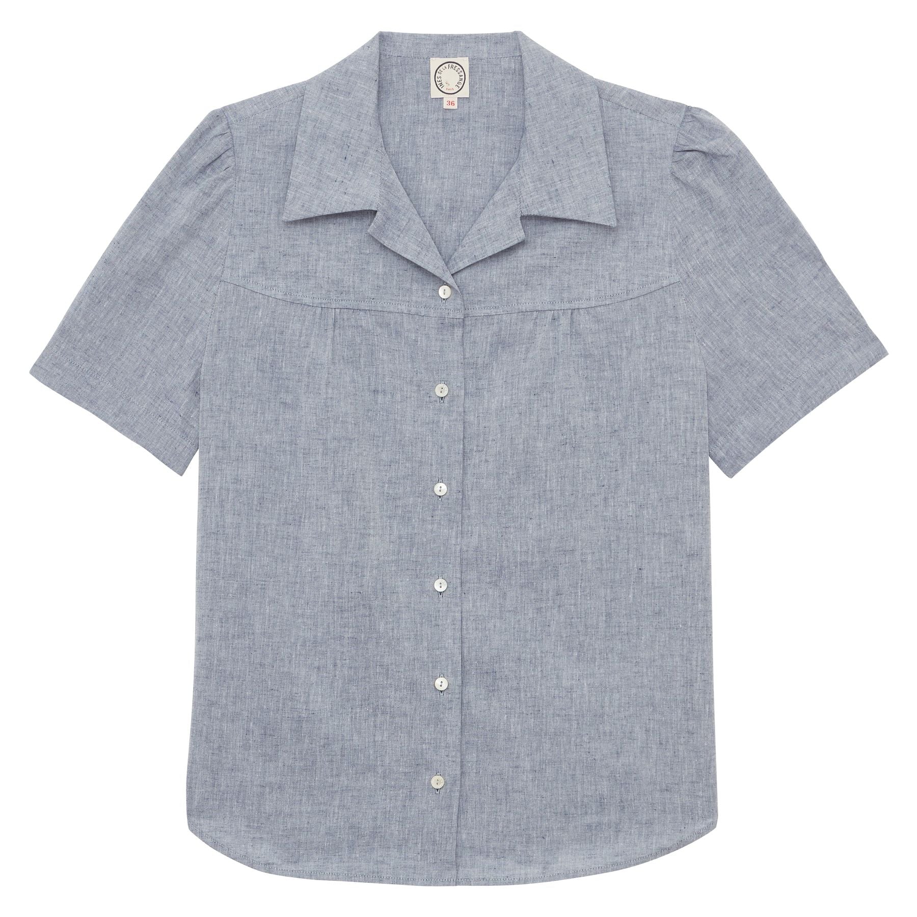 Constance shirt in denim blue linen blend