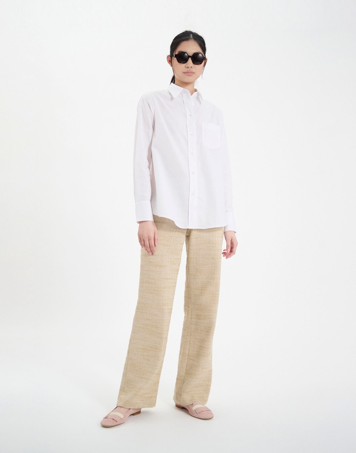 Chemise Maureen en lin mélangé blanc