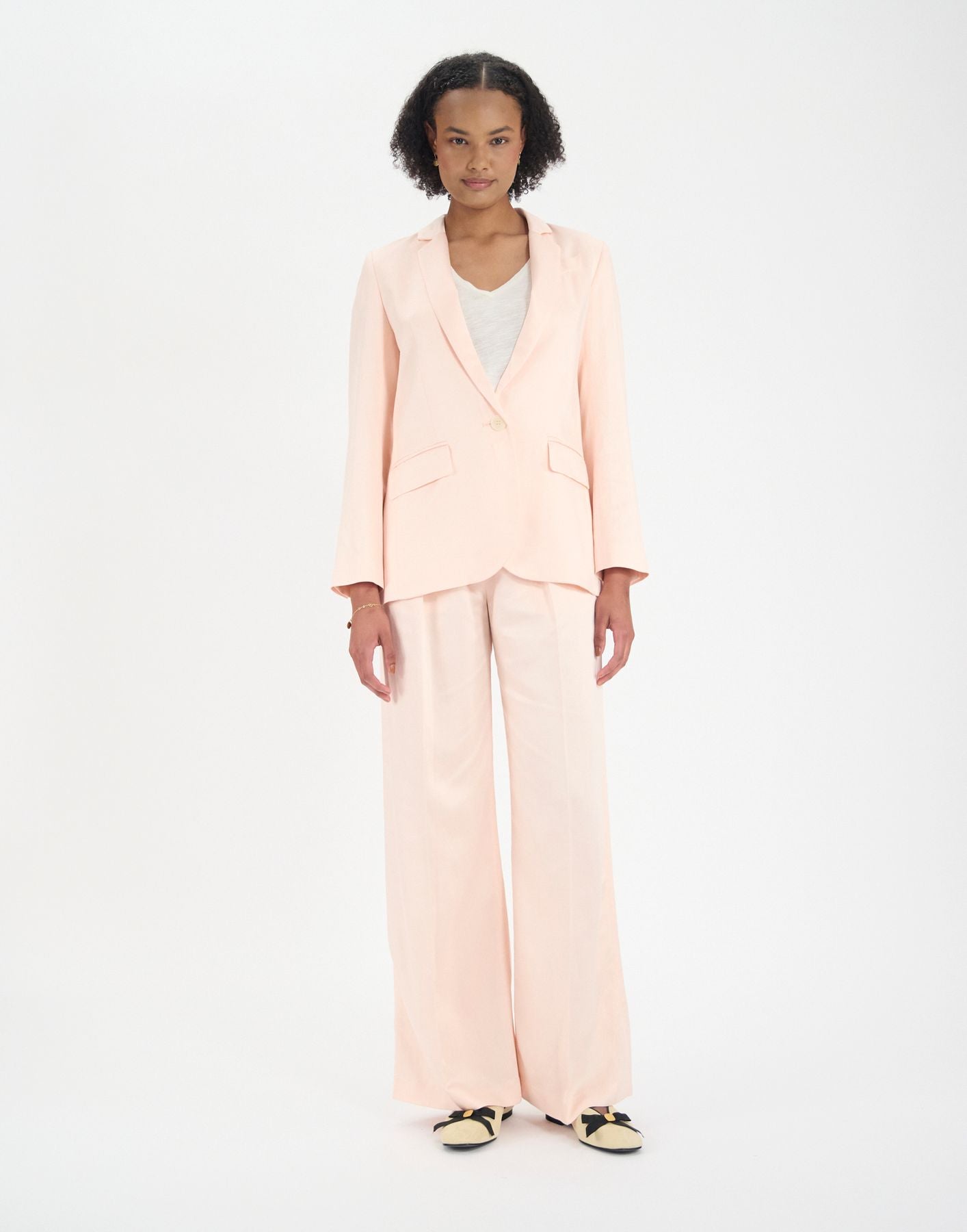 Bruna jacket in pale pink linen and viscose