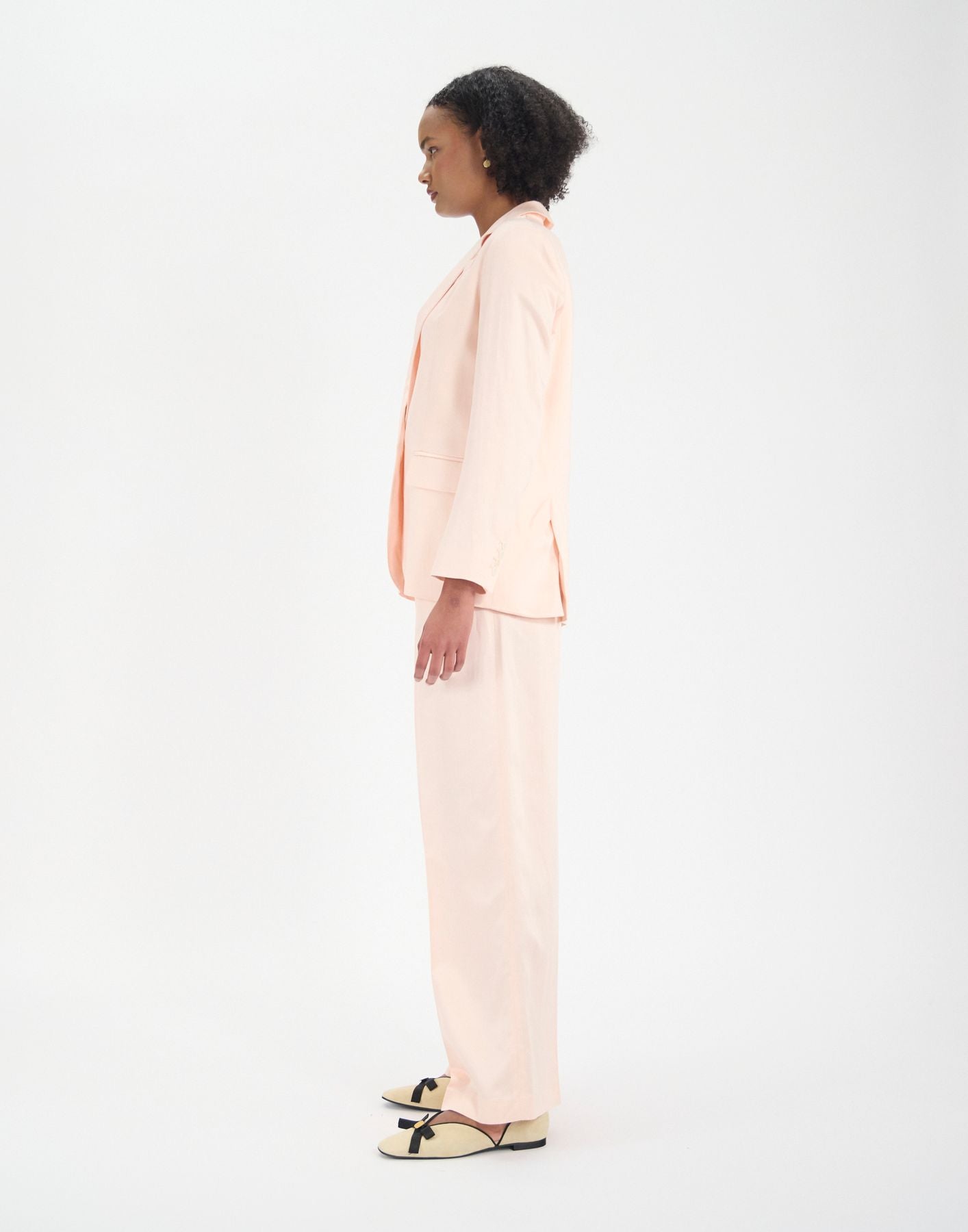 Bruna jacket in pale pink linen and viscose