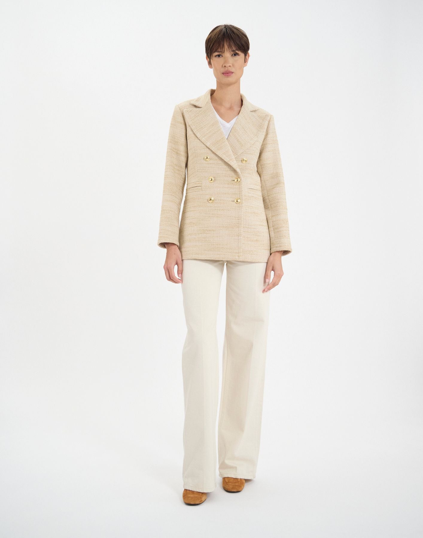 Bart jacket in sand cotton blend