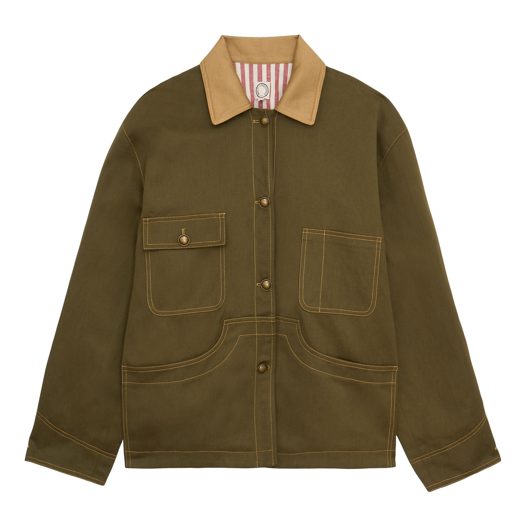 Melchior work jacket in khaki linen and cotton