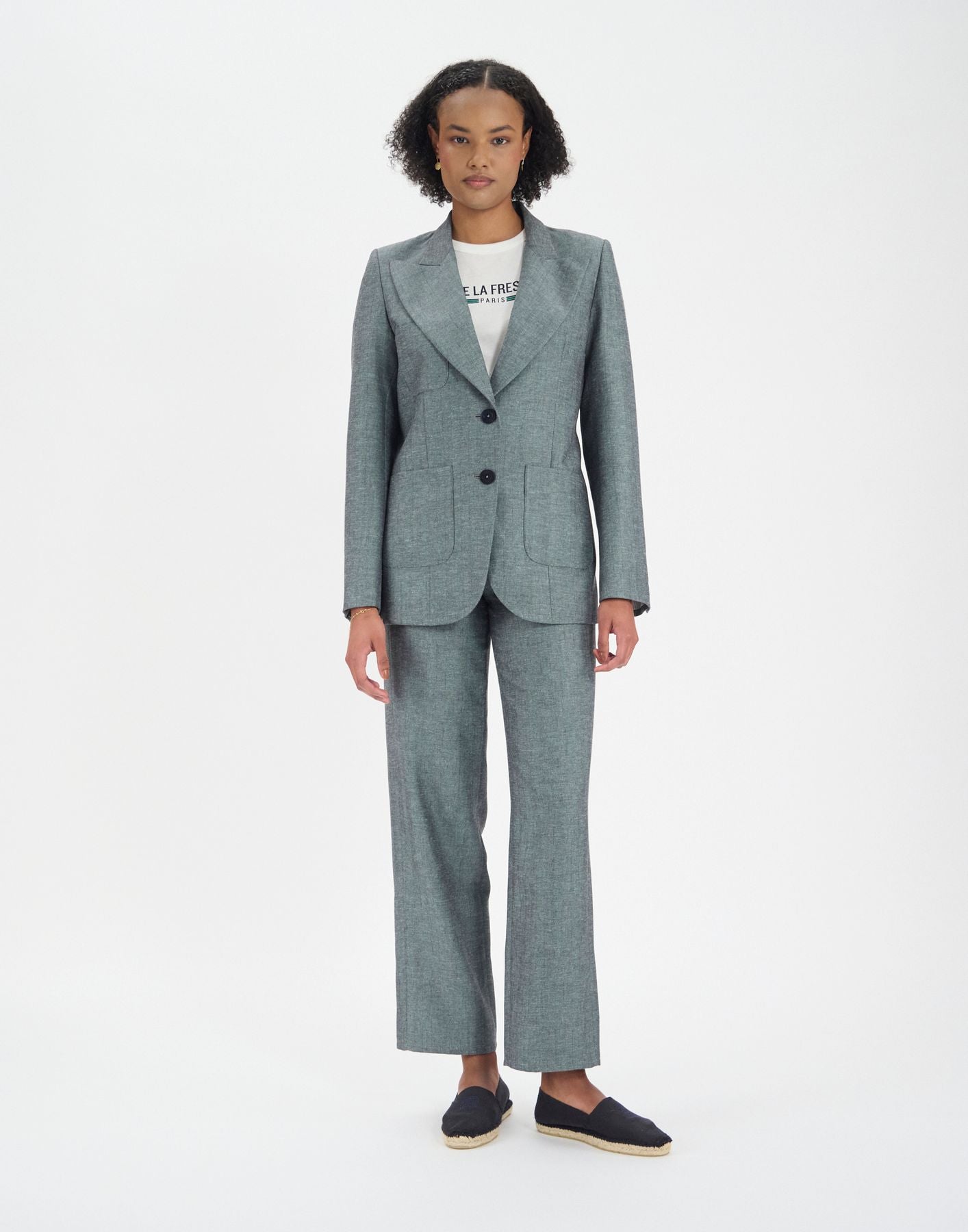 Thadee jacket in grey linen blend