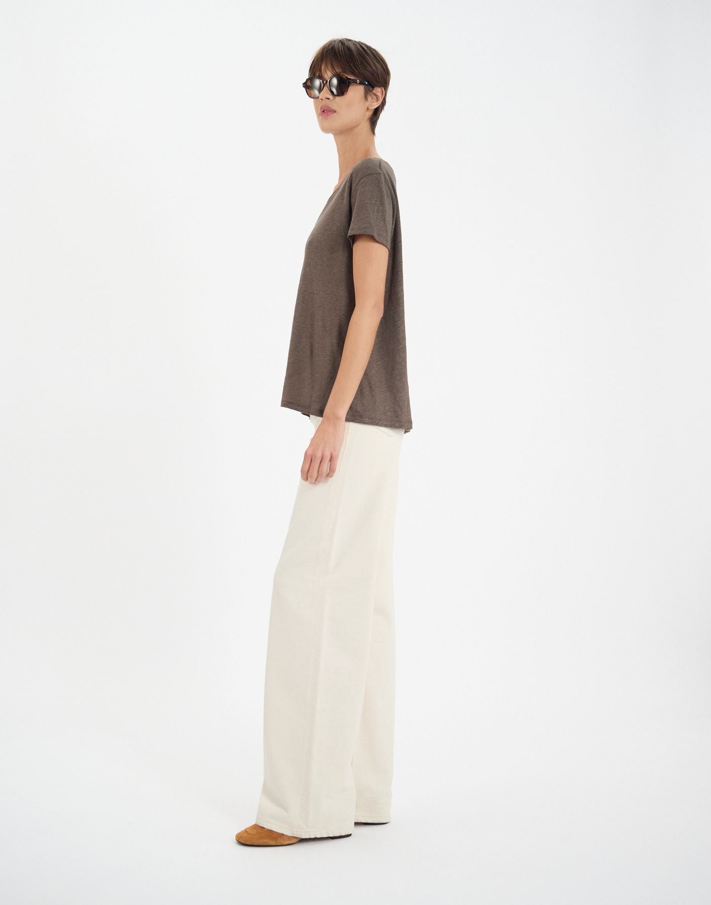 T-shirt Apolline en lin kaki