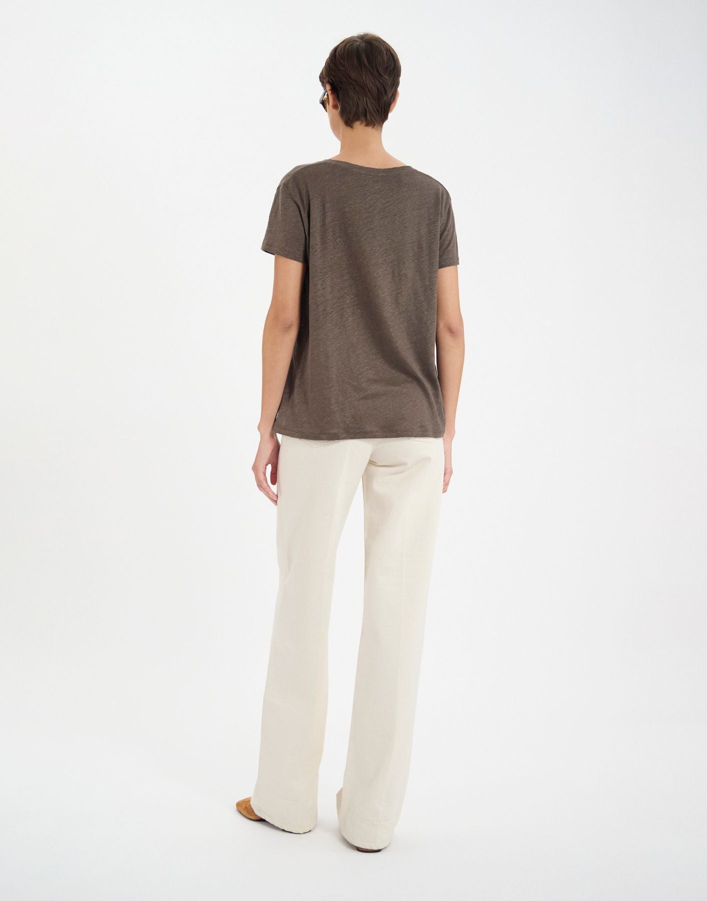T-shirt Apolline en lin kaki